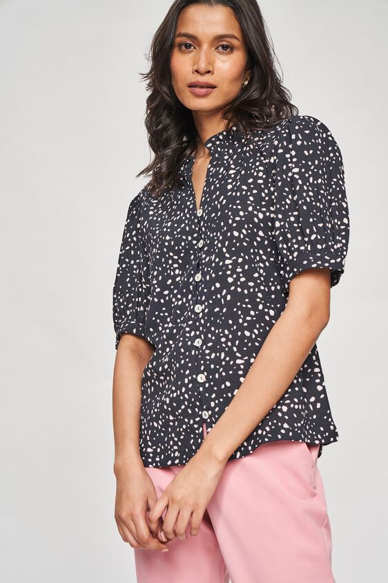 4 - Black Polka Dots Printed A-Line Top, image 4