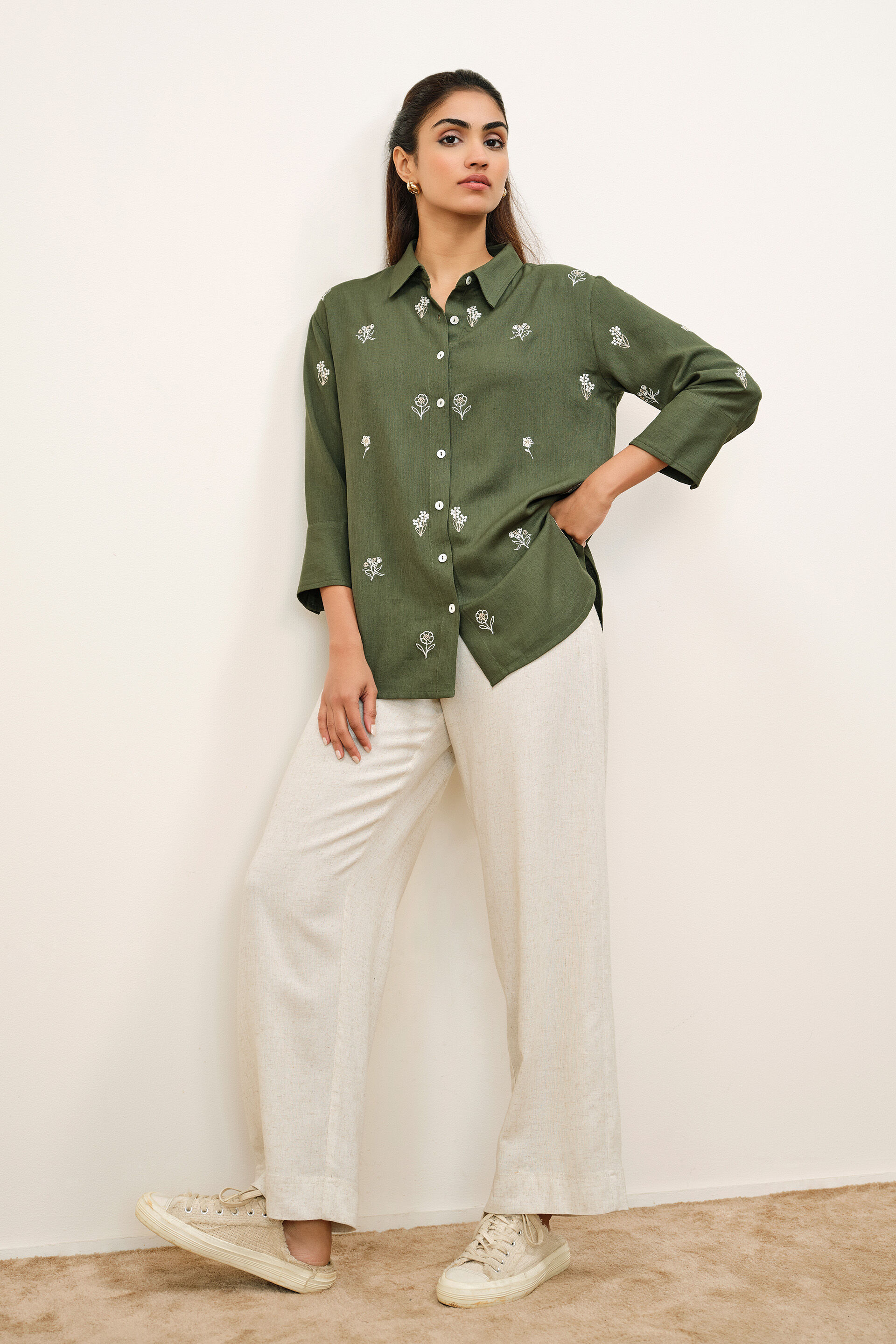 Agnes Olive Shirt, Olive, image 4