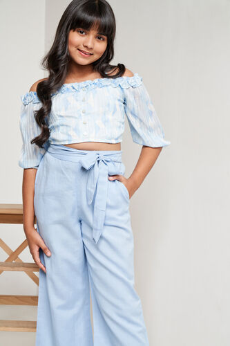 Powder Blue Floral Straight Suit, Powder Blue, image 1