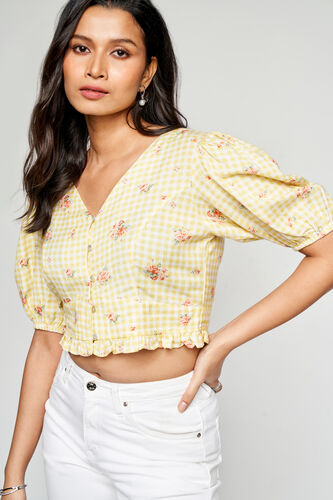 Yellow Blossom Crop Top, Yellow, image 2