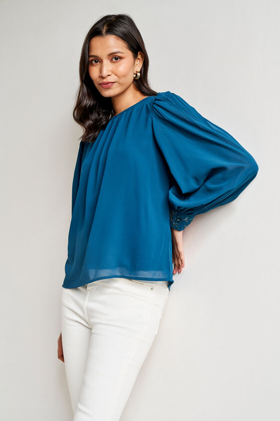Turquoise Solid Flared Top, Turquoise, image 4