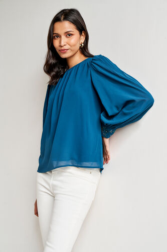 Turquoise Solid Flared Top, Turquoise, image 4