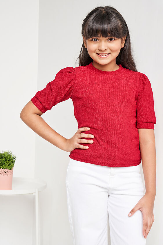 Solid Slip-On Straight Top, Red, image 1