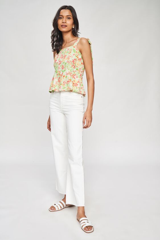 2 - Lime Floral Printed Peplum Top, image 2