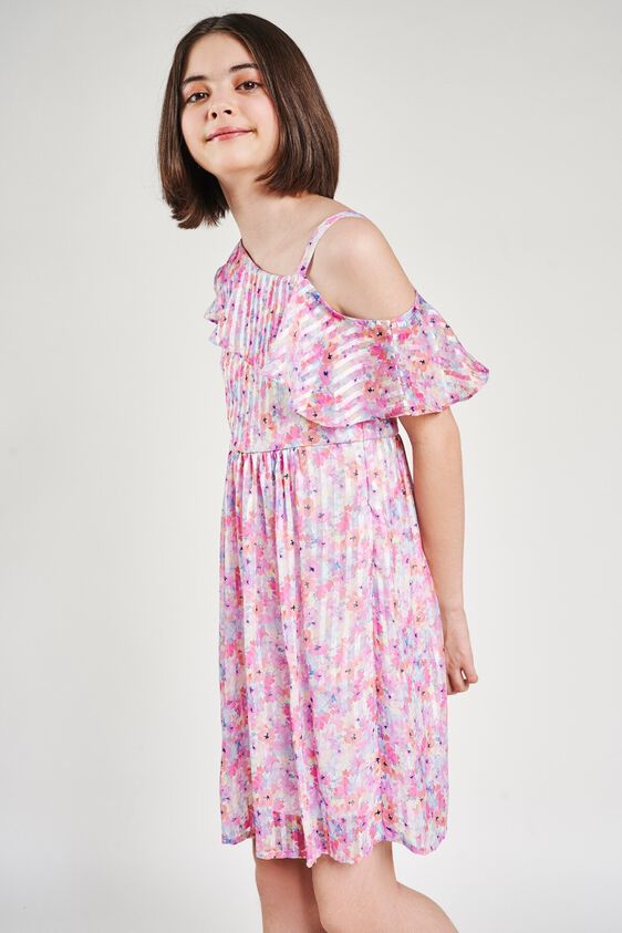 4 - Multi Color Floral Printed Fit And Flare Dress, image 4
