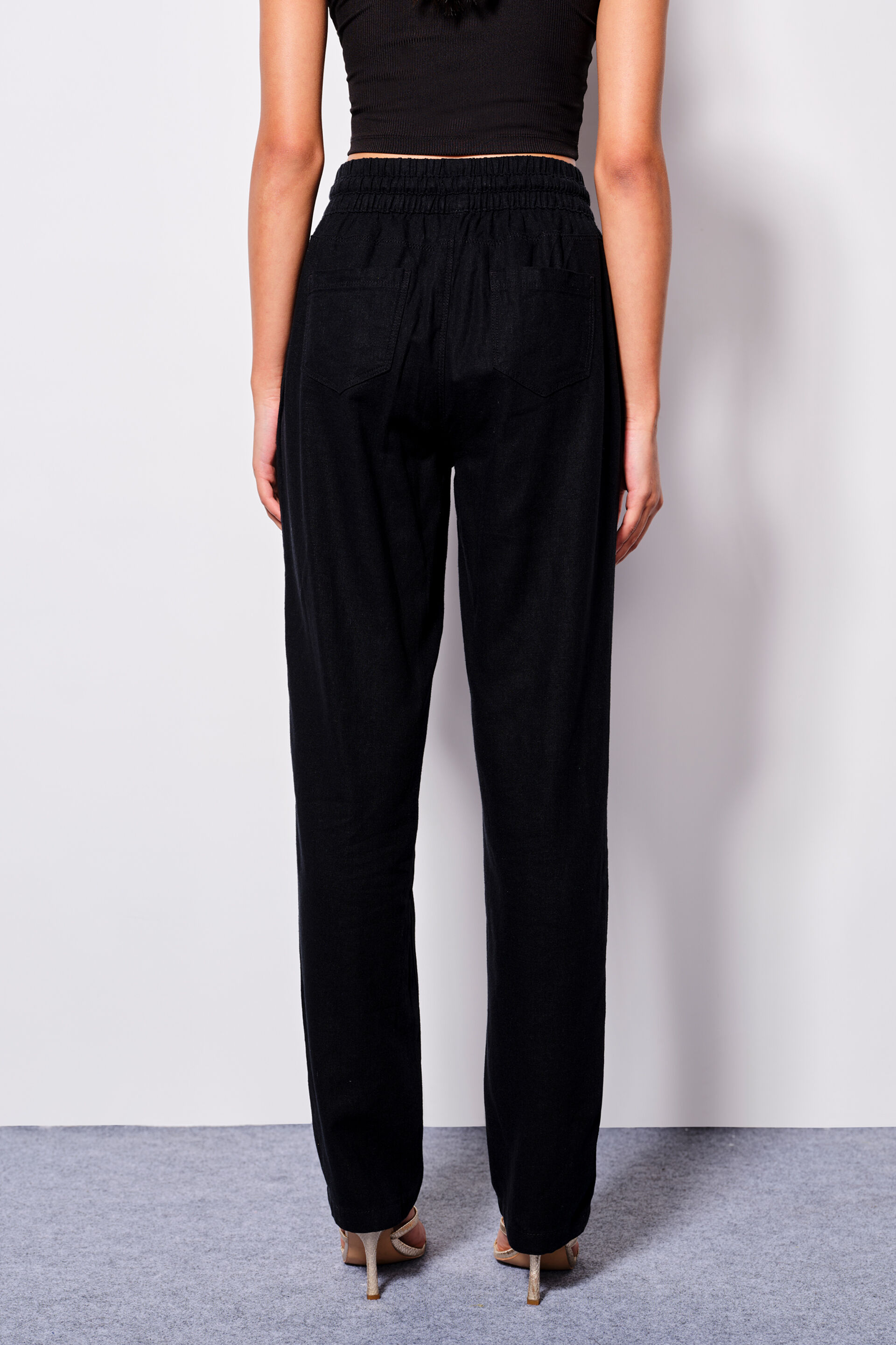 Urban Comfort Linen Blend Drawstring Pants, Black, image 3