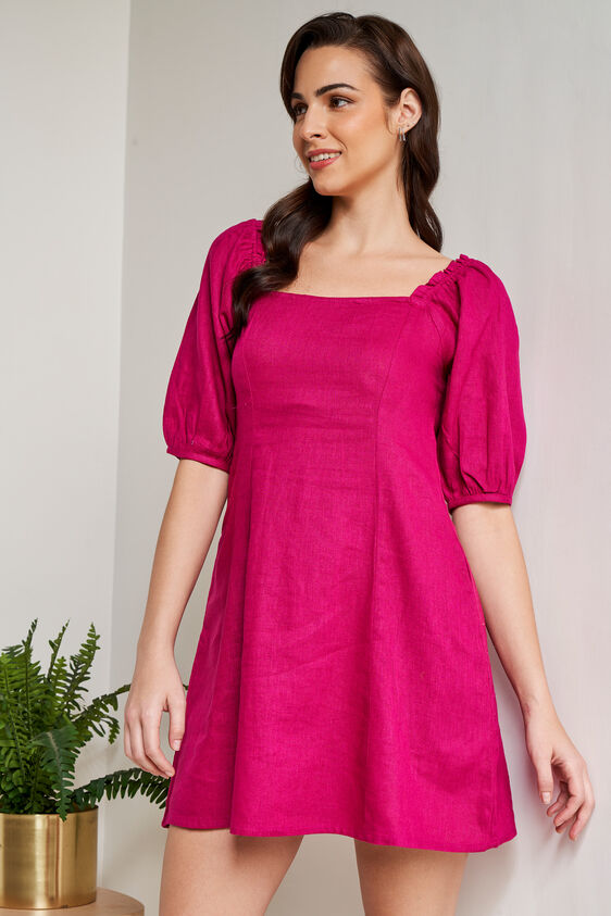 Maroon Straight Solid Dress, Maroon, image 1
