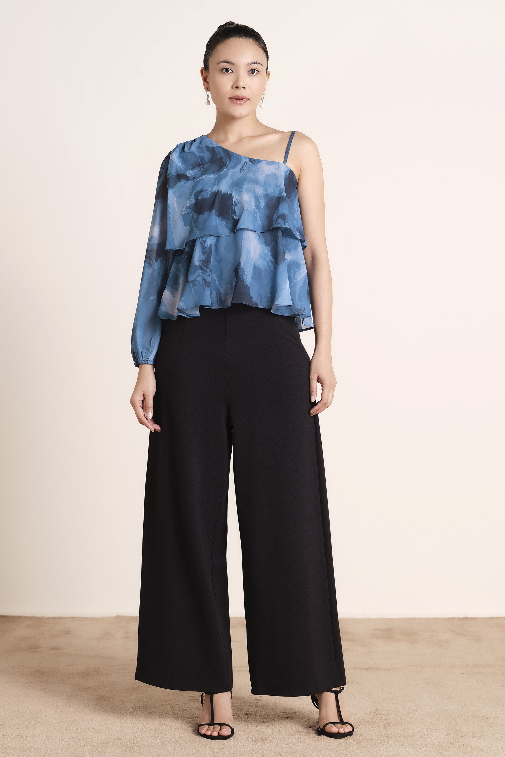 Splash of Blue One-Shoulder Top, Blue, image 4