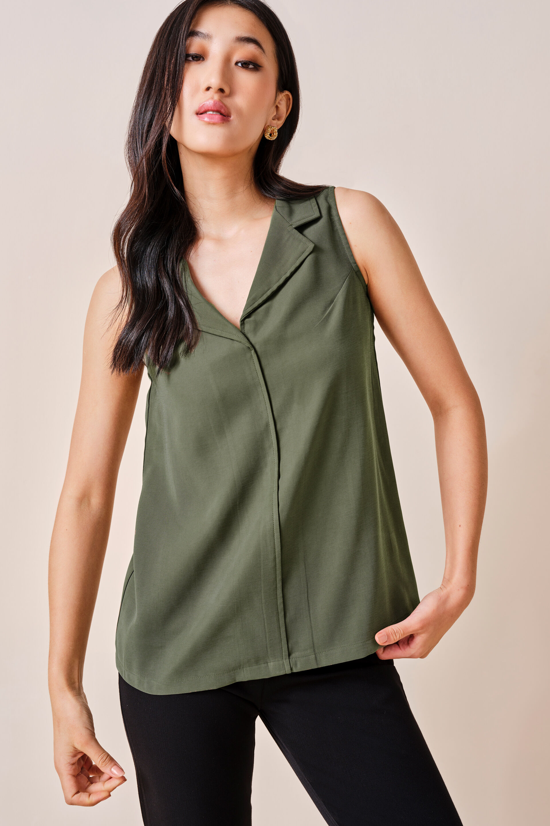 Odelia Solid Top, Olive, image 3