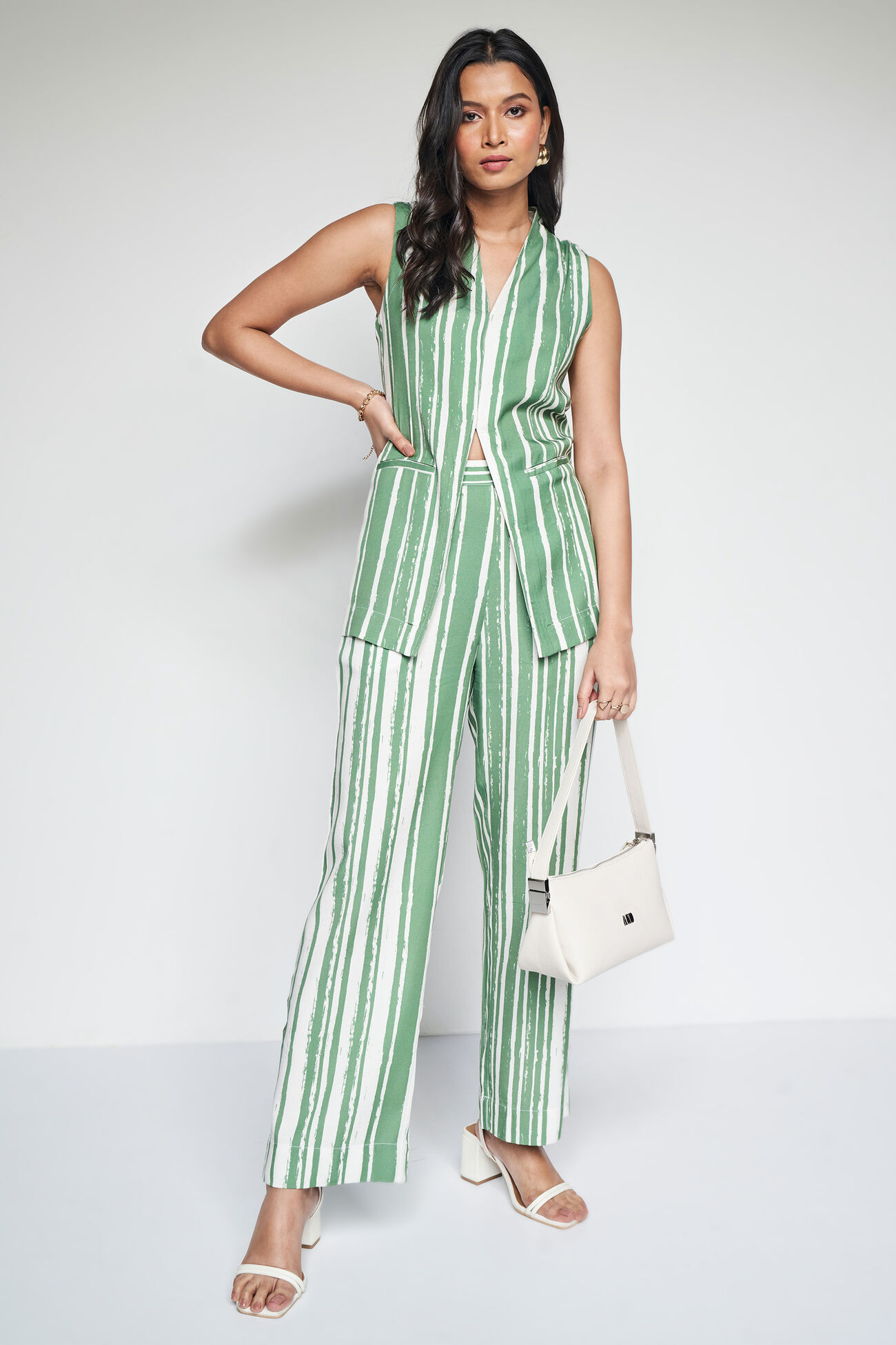 Stripe It Up Co-ords Set, Cream, image 1