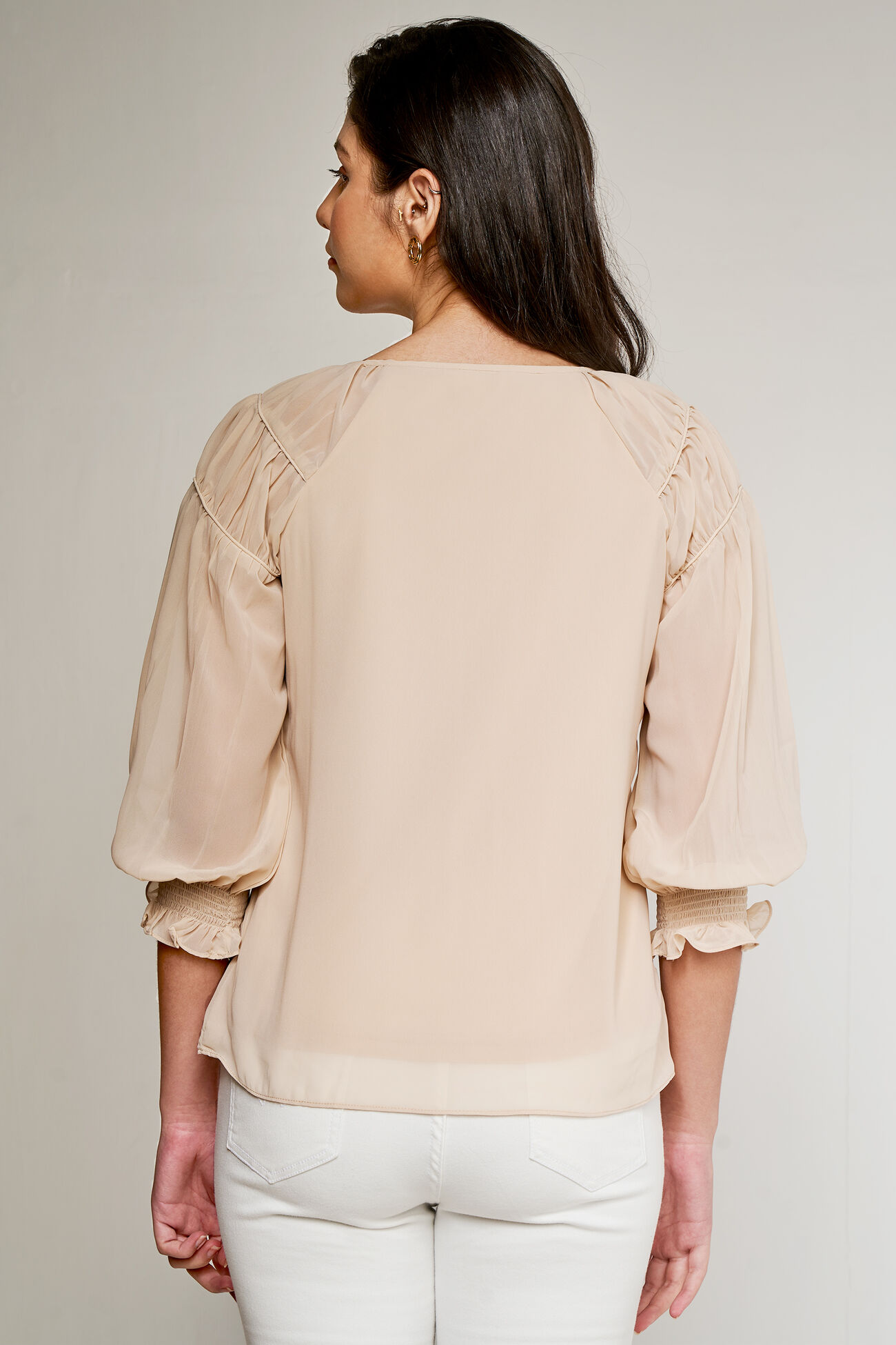 Cream Regular Length Straight Blouson Top, Cream, image 5