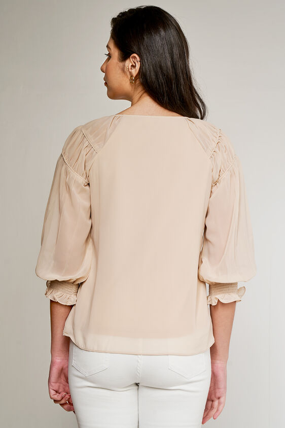 Cream Regular Length Straight Blouson Top, Cream, image 5