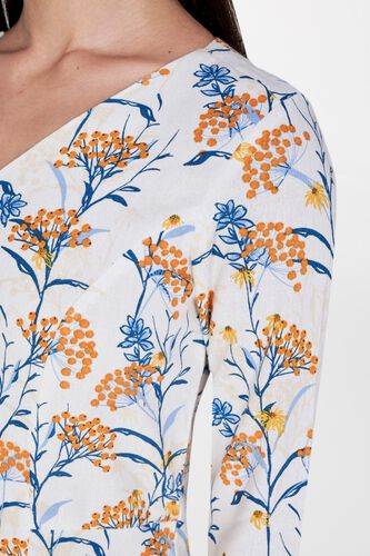 6 - Off White Floral V-Neck Dress, image 6