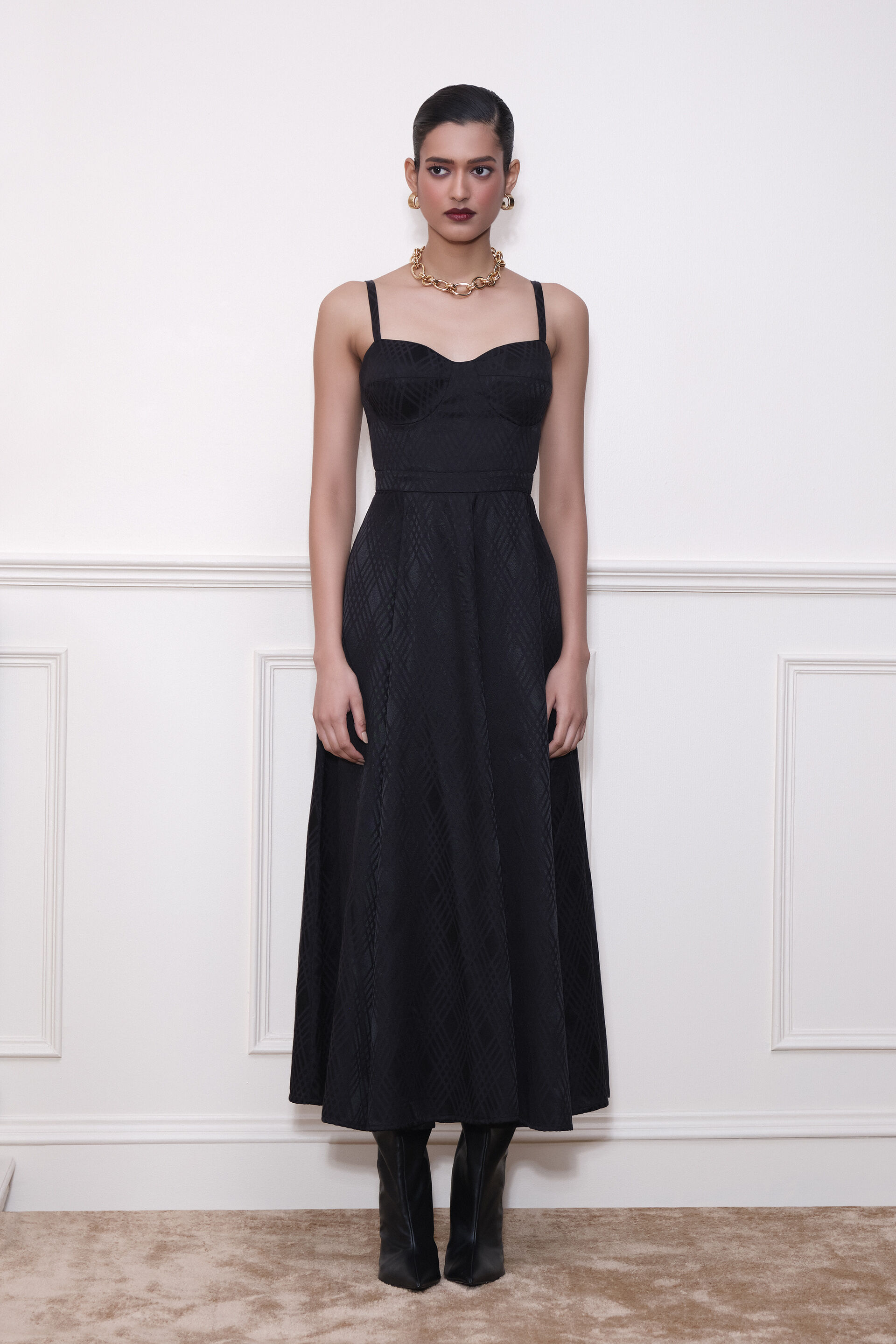 The Goddess Jacquard Dress, Black, image 4