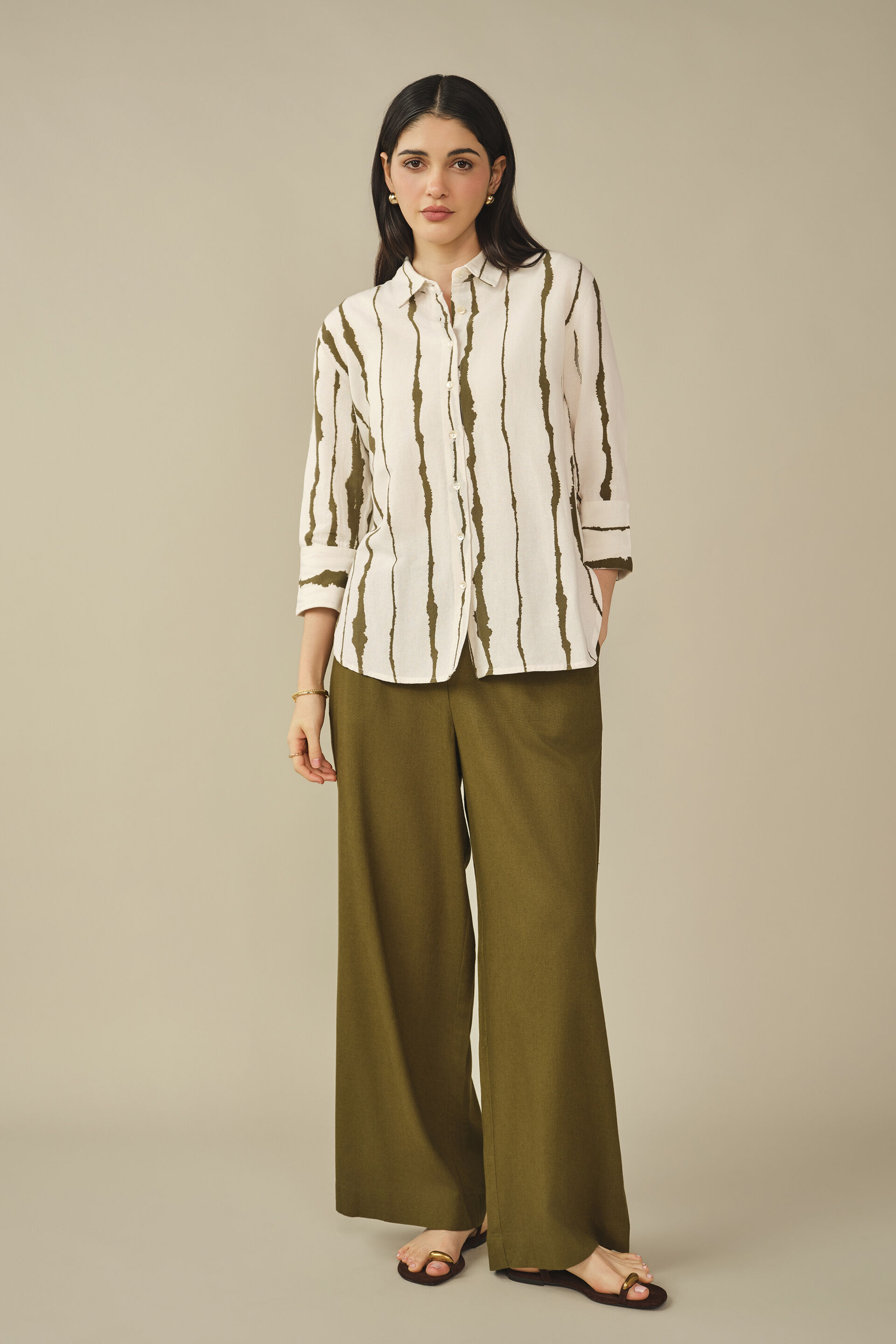 Striped Shirt in Olive, Olive, image 4