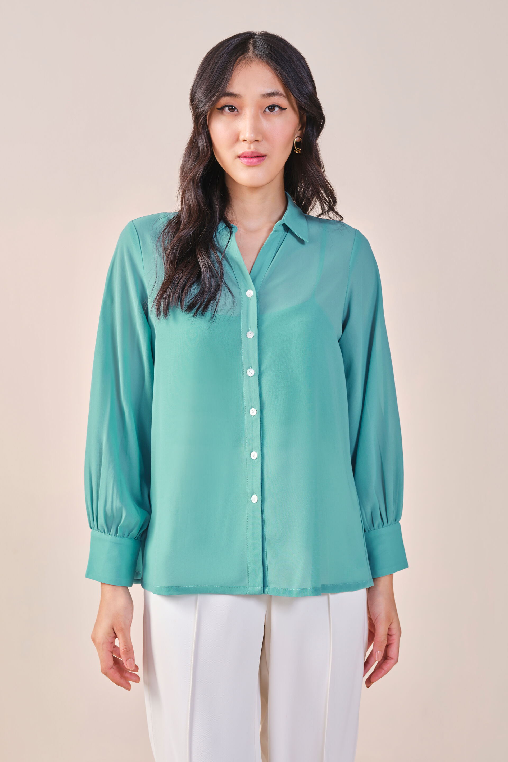 Delilah Printed Shirt, Green, image 1