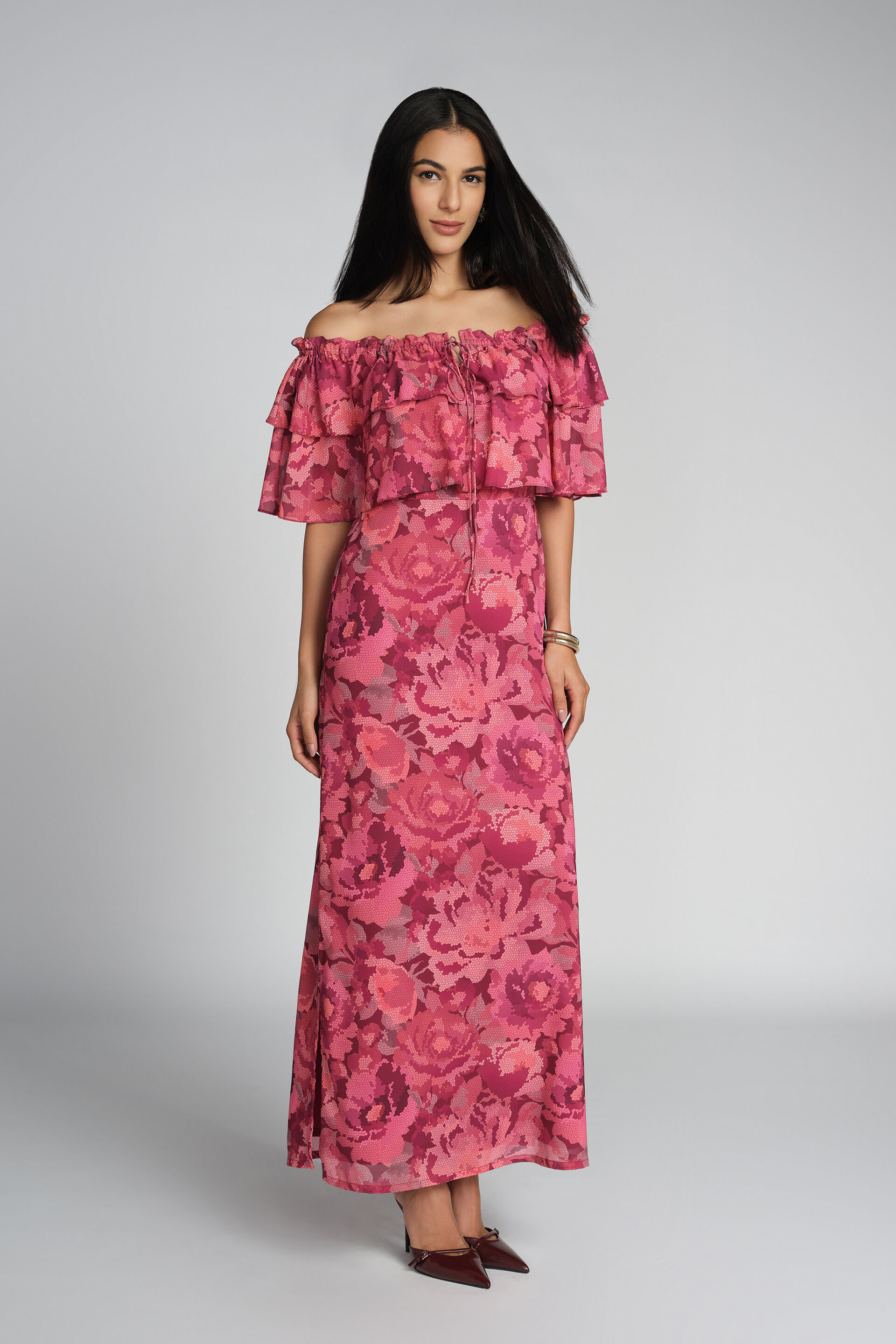 Priscilla Printed Dress, Pink, image 1