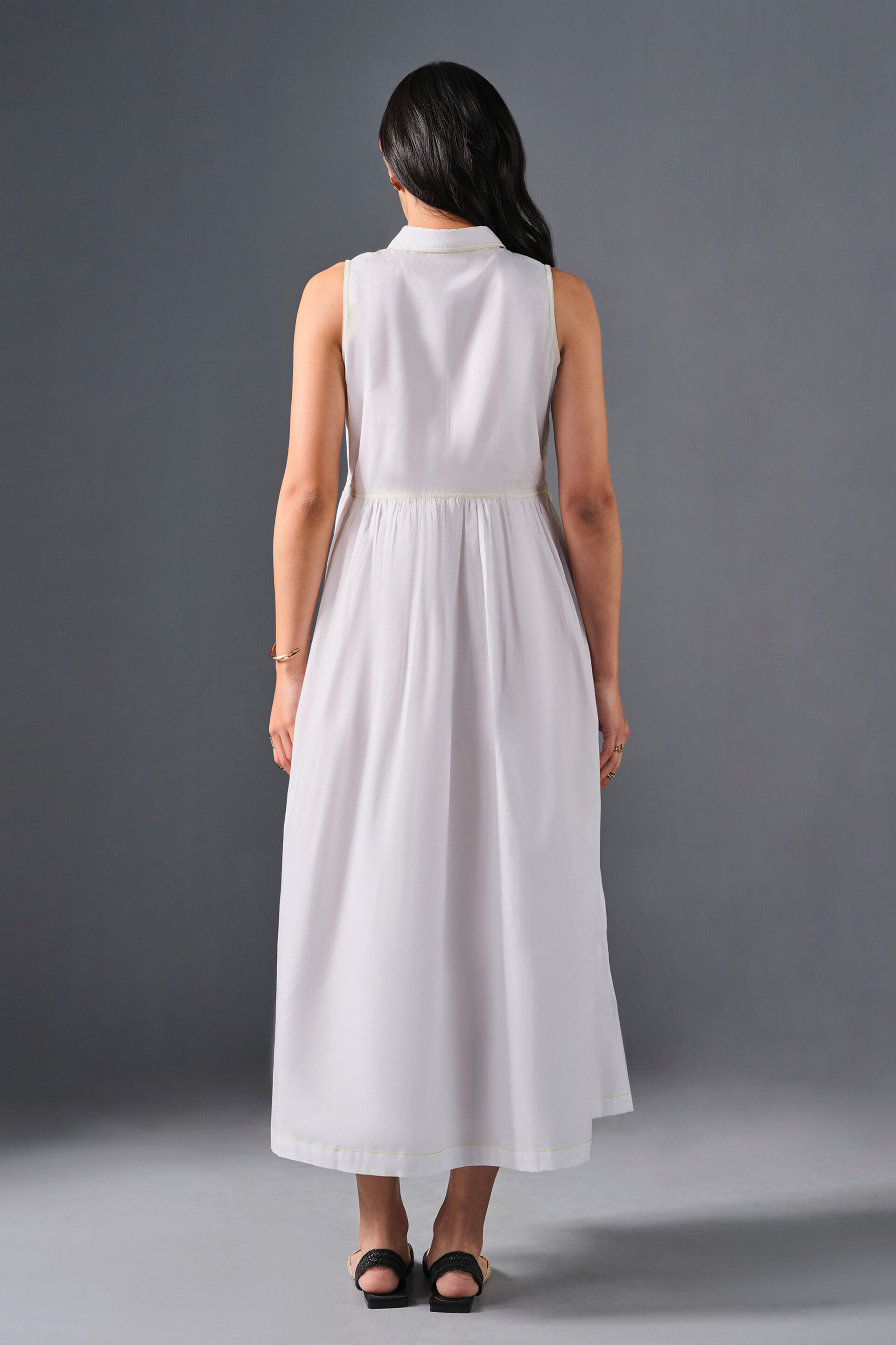 White Summer Cotton Dress, White, image 6