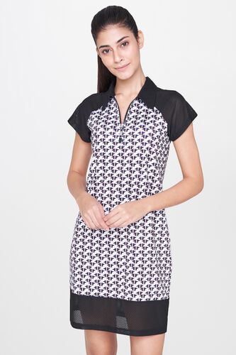 1 - Multi Geometric Shirt Collar A-Line Dress, image 1