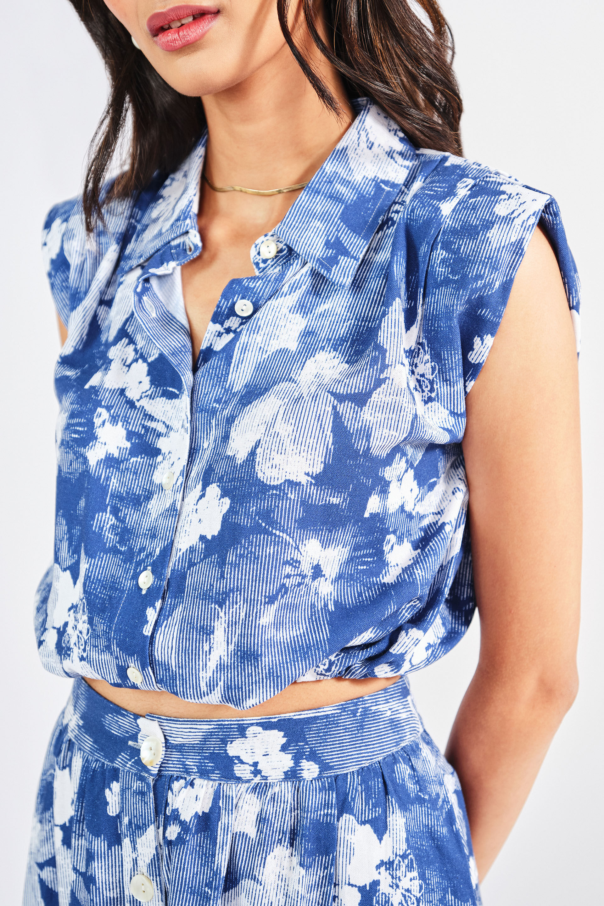 Blooms In Blues Skirt Set, Blue, image 5