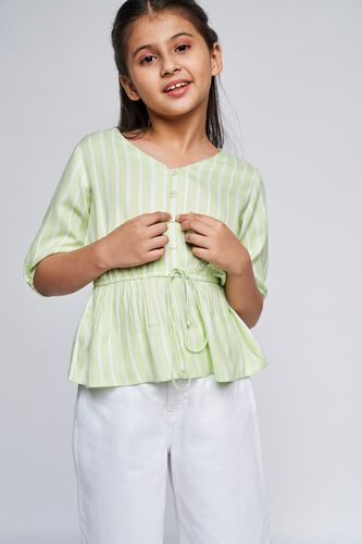 1 - Sage Green Self Design Straight Top, image 1