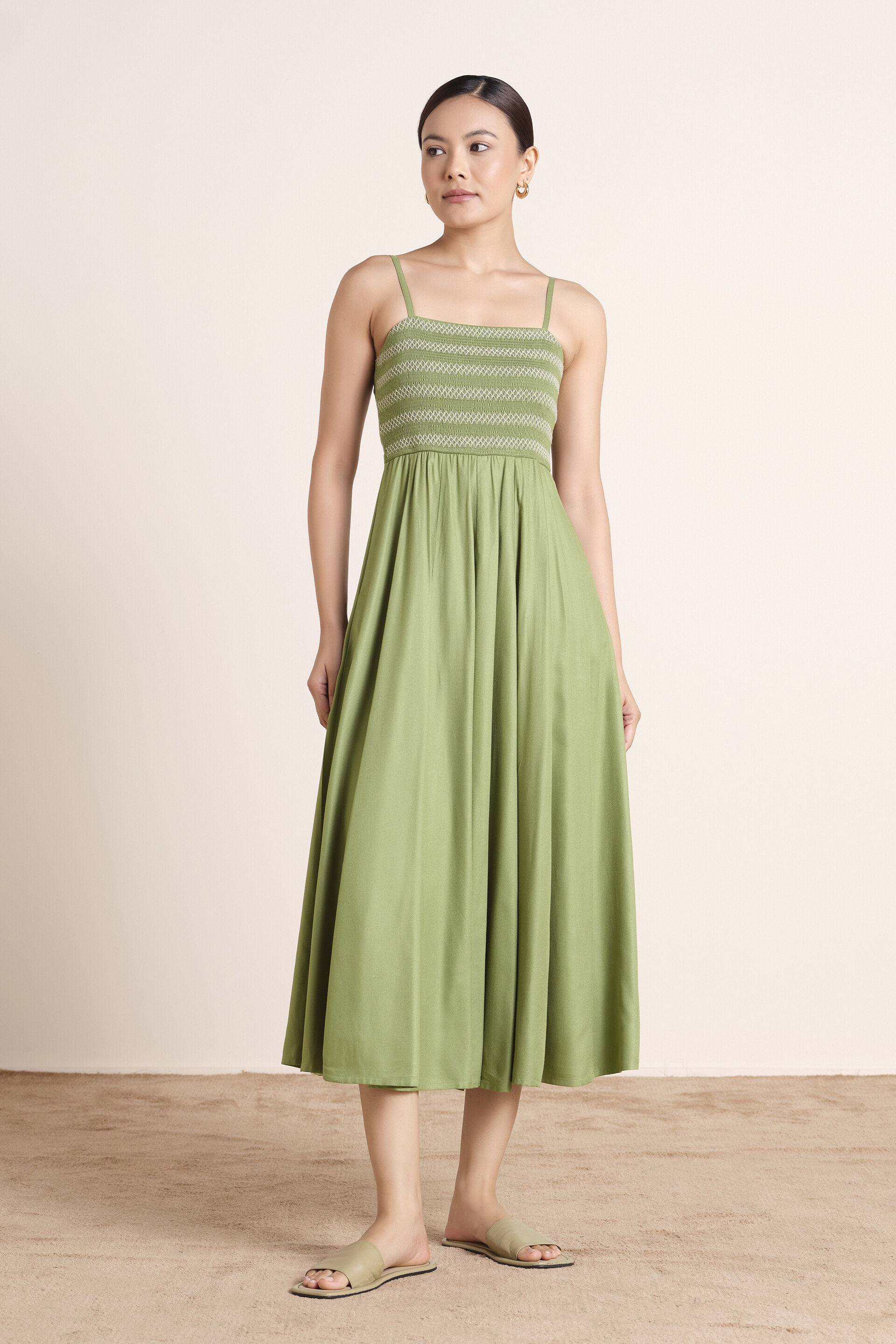 Ardenne Green Twill Dress, Green, image 1
