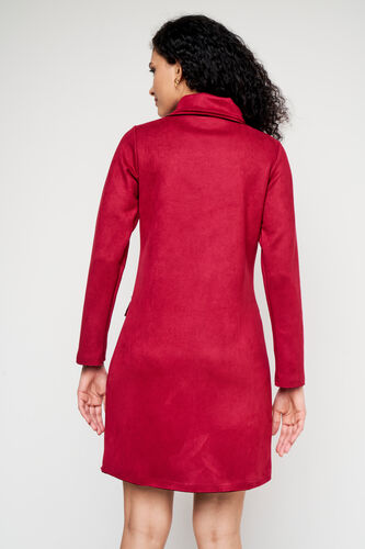 Red Solid Straight Dress, Red, image 5