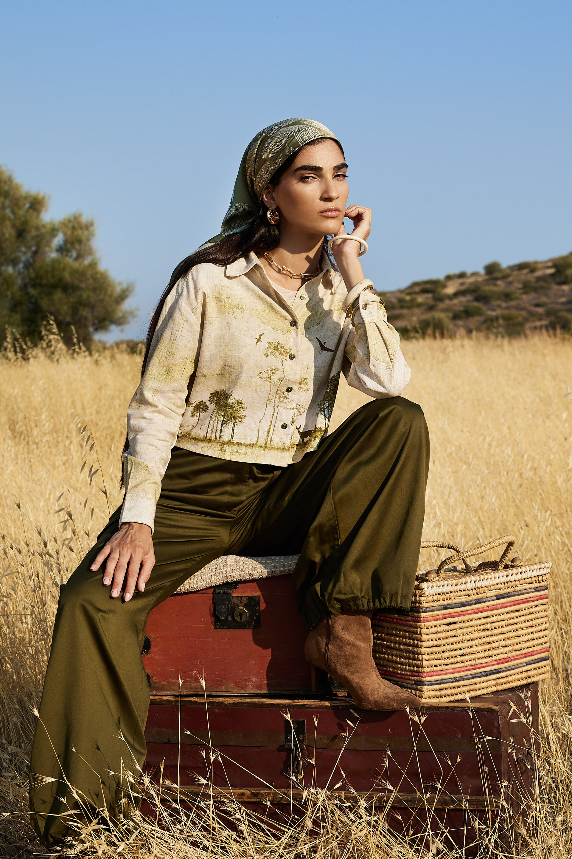 Masai Cropped Shirt, Green, image 3