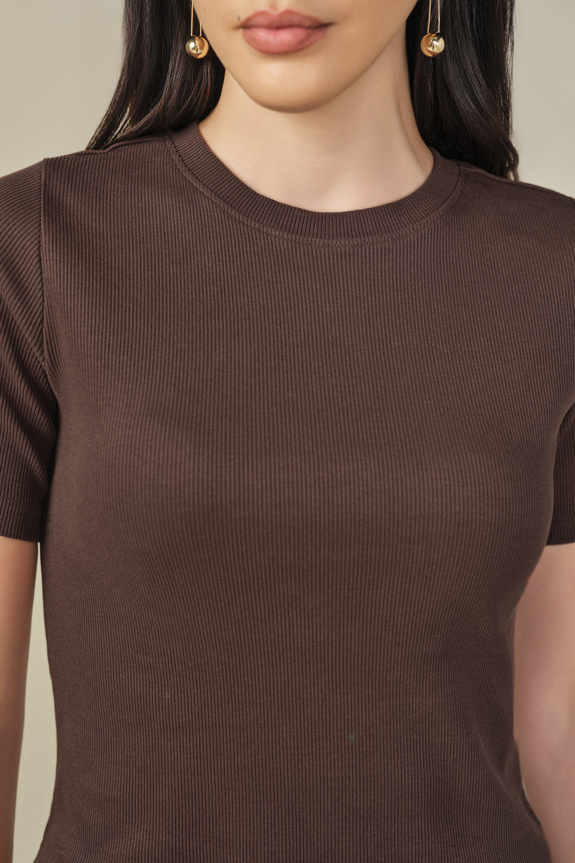 Solid Cotton Top in Brown, Brown, image 2