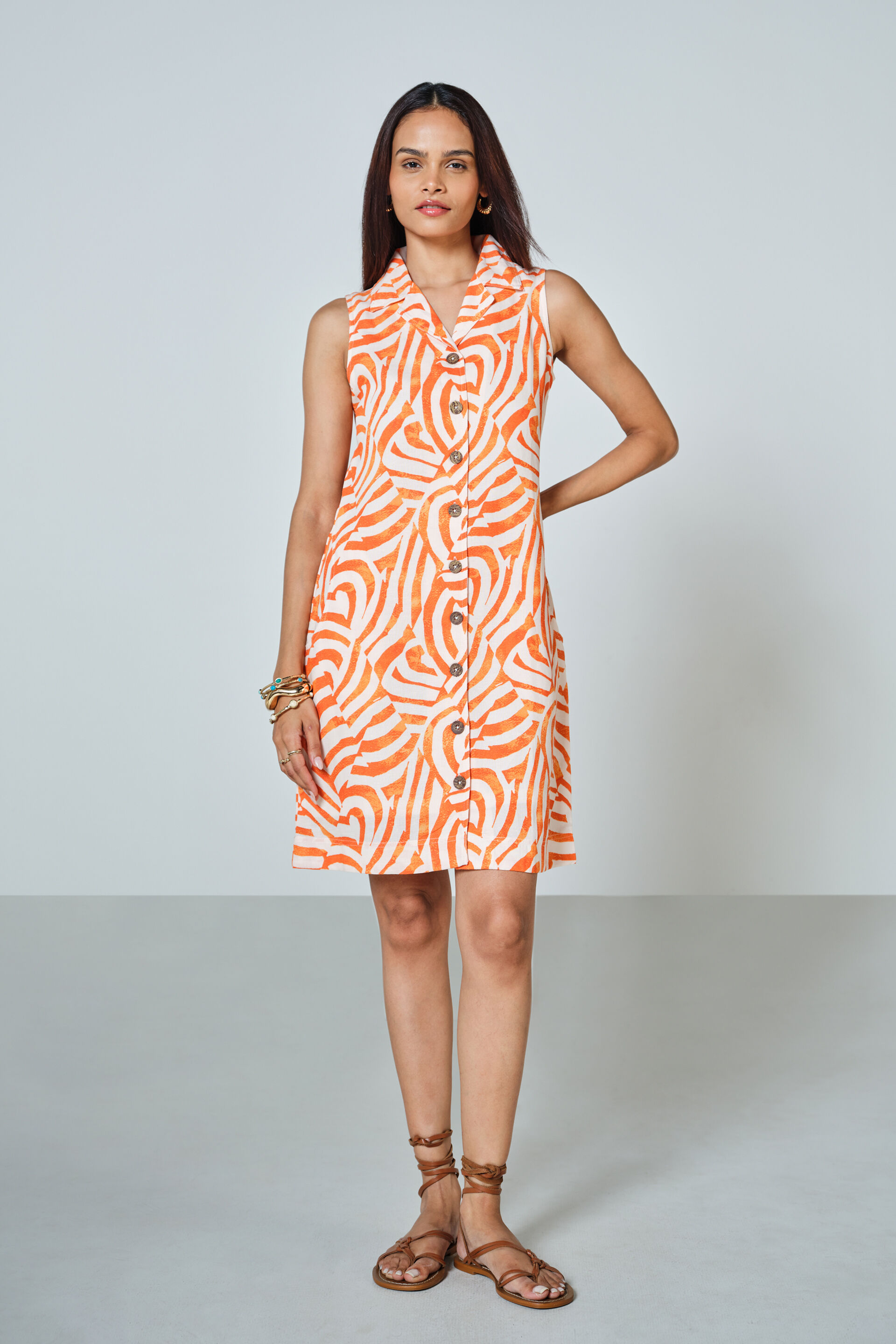 Sunlit Sands Shirt Dress, Orange, image 1