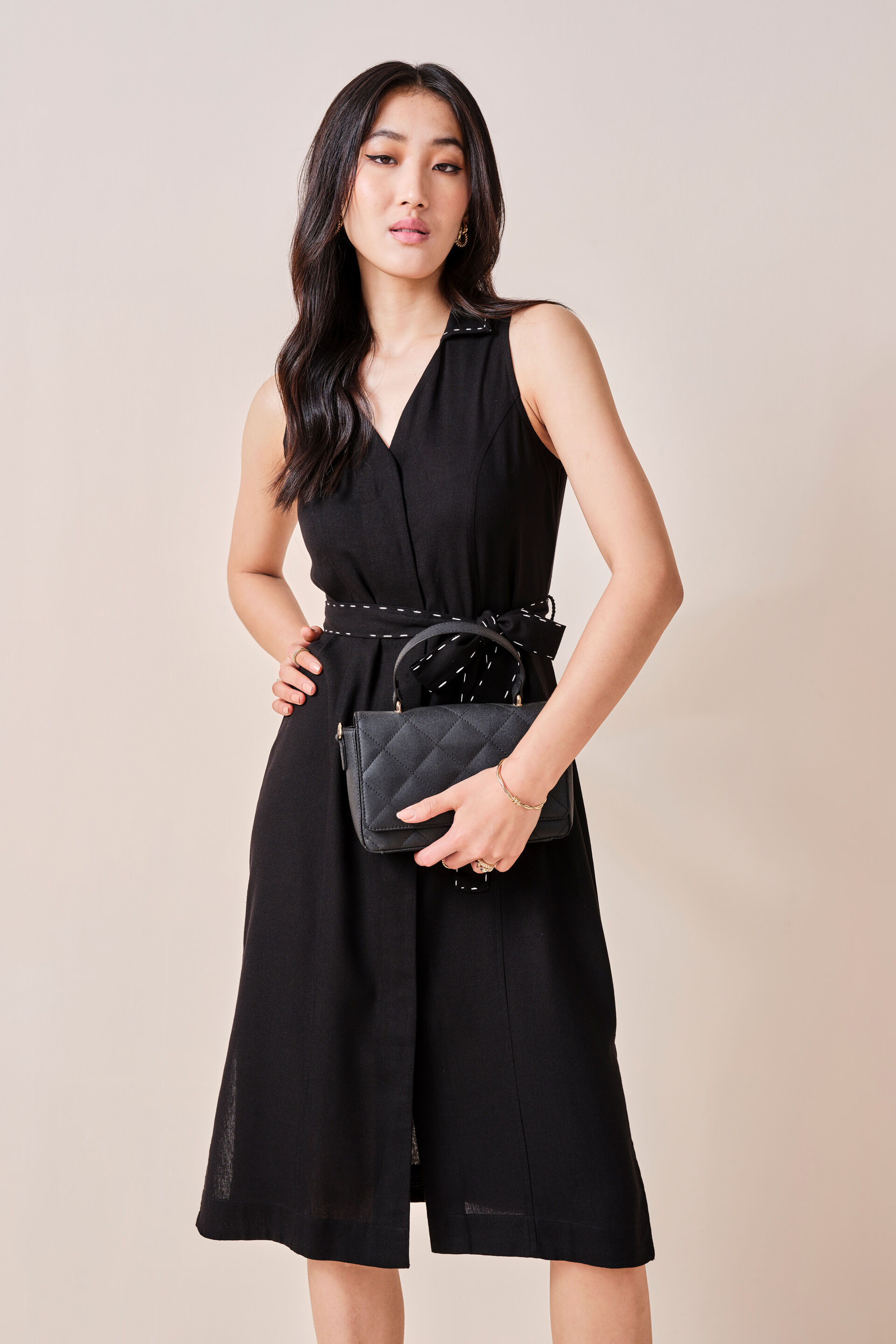 Brooklyn Viscose-blend Black Dress, Black, image 5