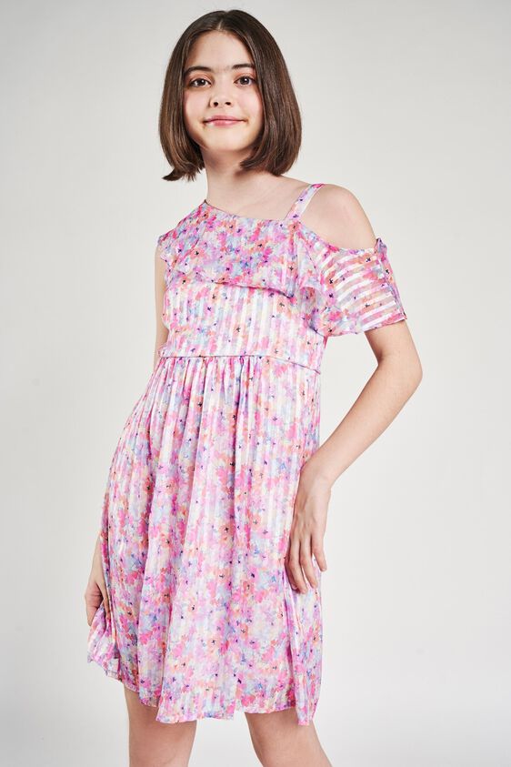 3 - Multi Color Floral Printed Fit And Flare Dress, image 3