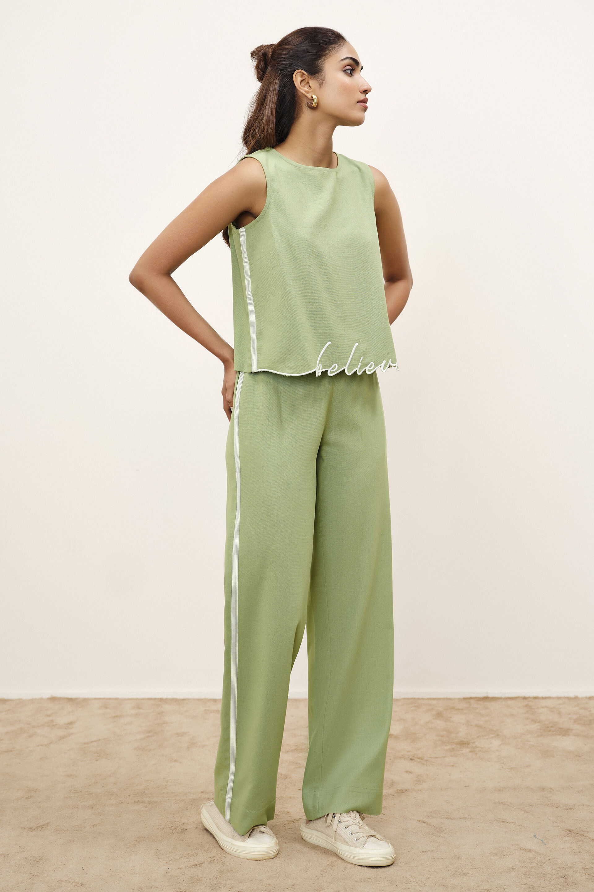 Obsidian Green Embroidered Co-ord Set, Sage Green, image 3