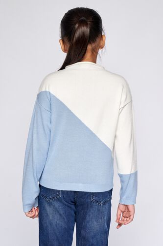 5 - White/Blue Colour blocked Straight Top, image 5