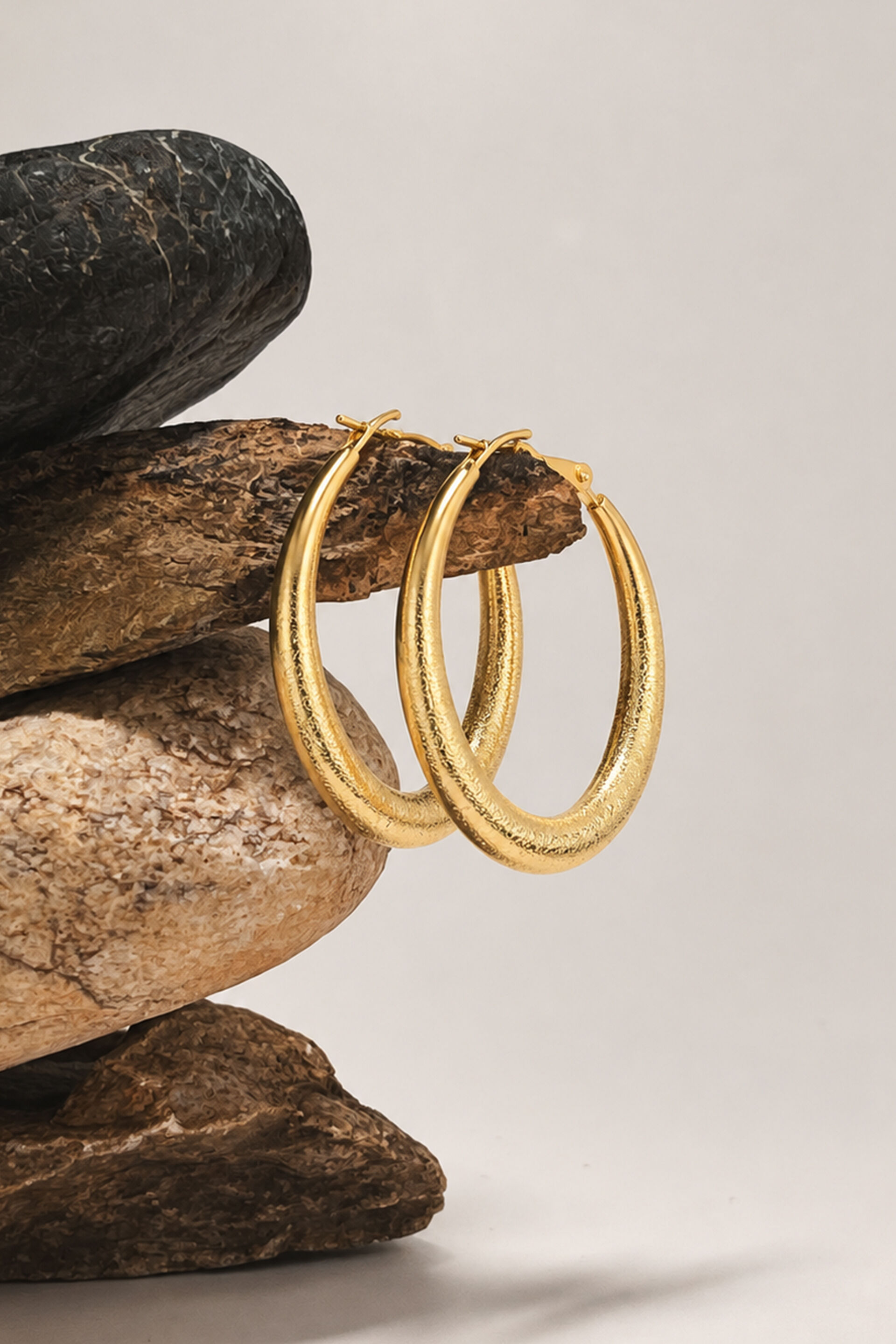 Shimmery Golden Hoop Earrings, , image 1