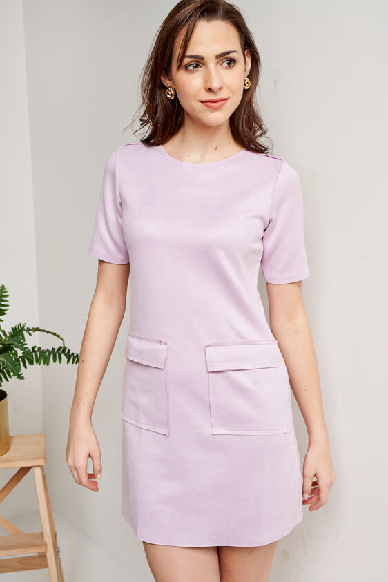 Lilac Solid Shift Dress, Lilac, image 4