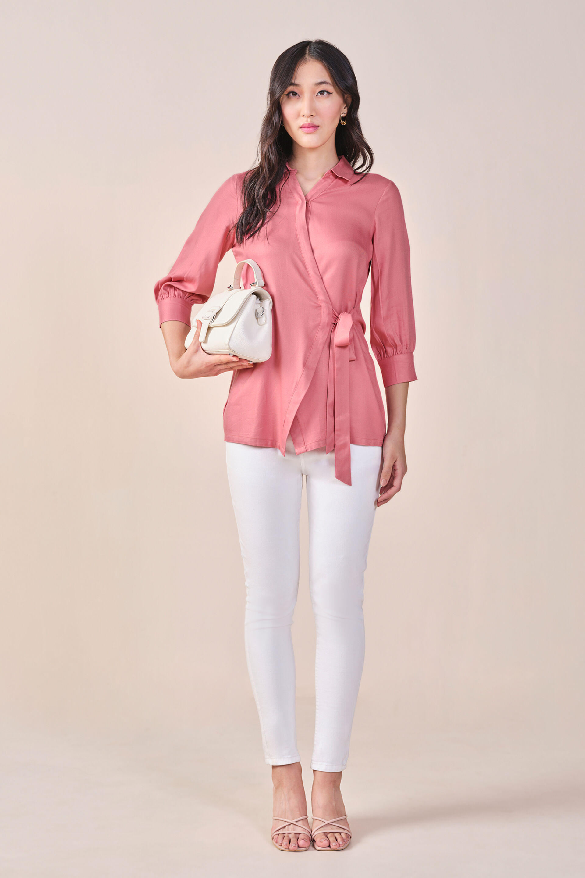 It'S A Wrap Viscose Shirt, Light Pink, image 2