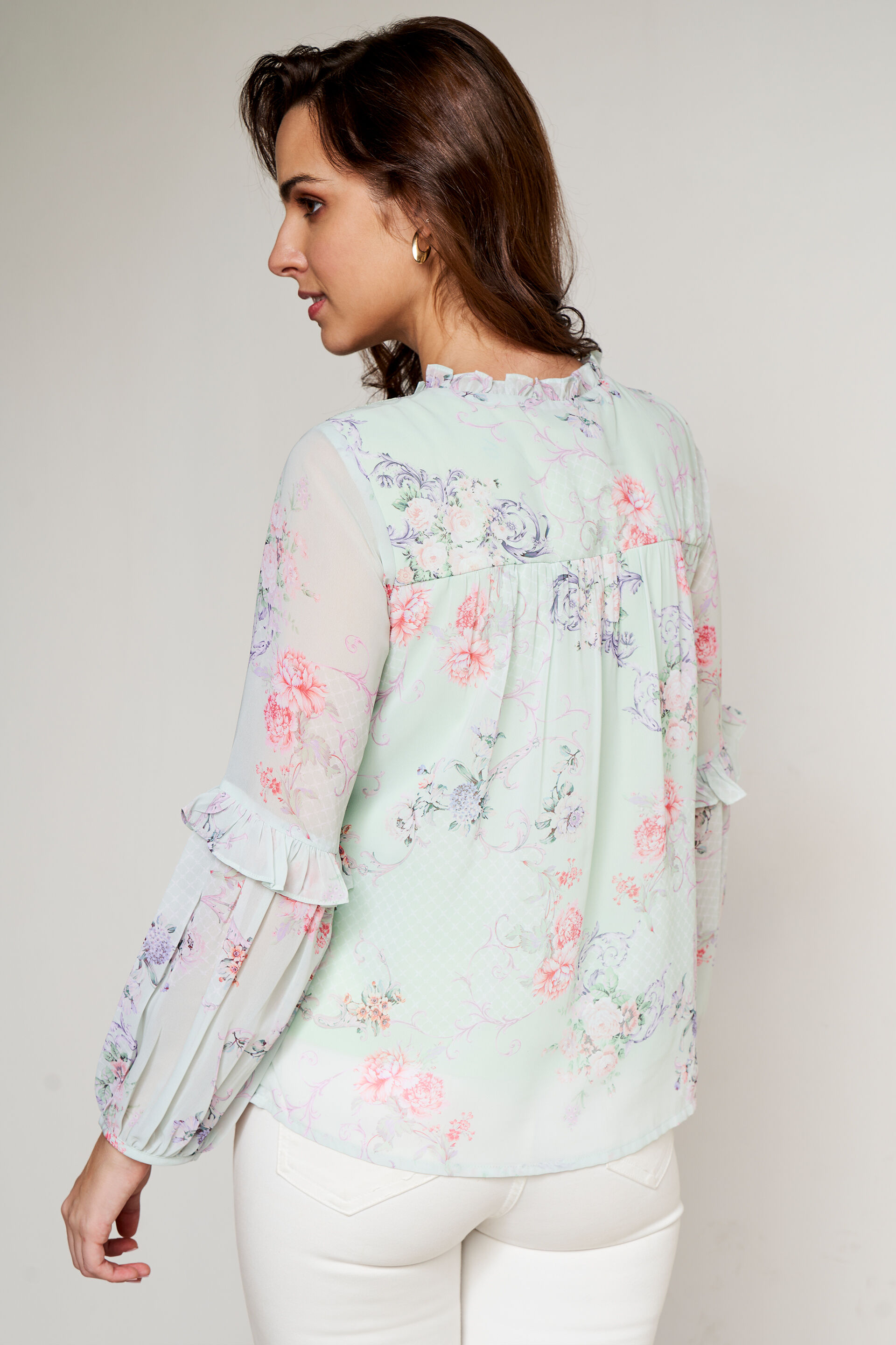 Mint Floral Embellished Top, Mint, image 4