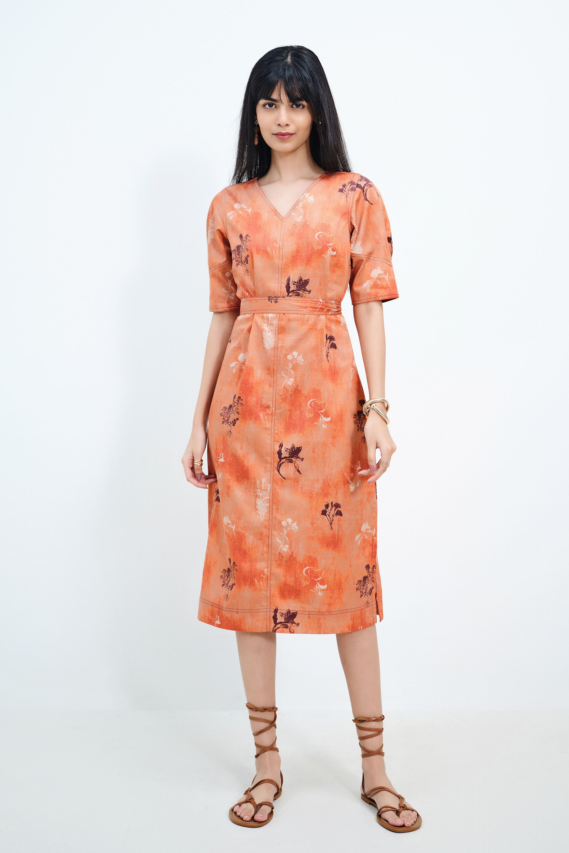 Sunset Story Dress, Orange, image 1