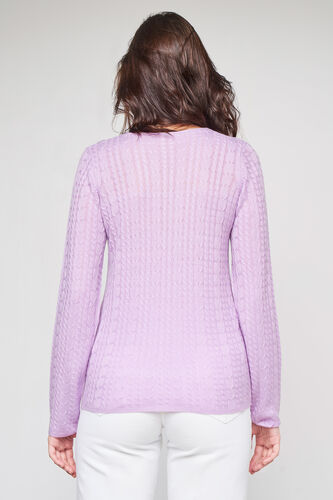 Lilac Solid V-Neck Top, Lilac, image 5