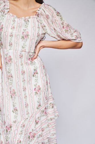 5 - White Floral Asymmetric Dress, image 5