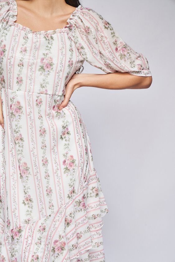 5 - White Floral Asymmetric Dress, image 5