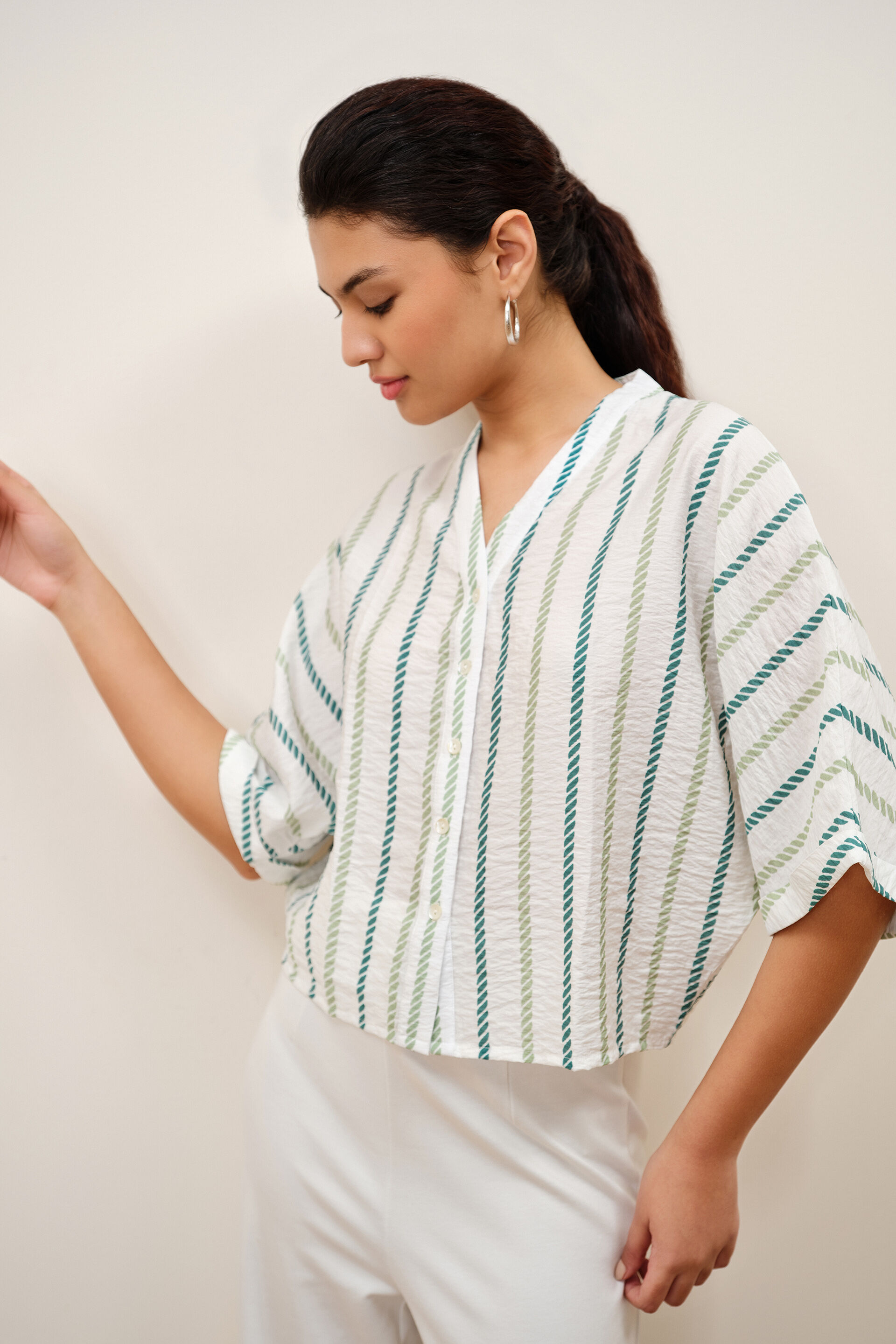 Rivelle White Stripes Top, White, image 2