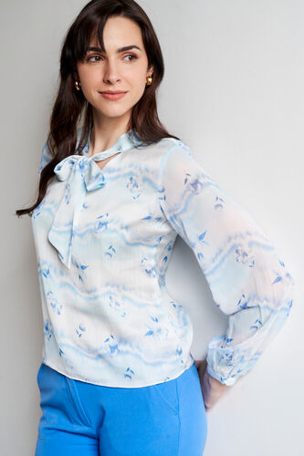 Blue Tie-Up Top, Blue, image 3
