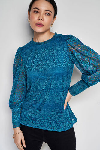 Noir Lace Top, Turquoise, image 5
