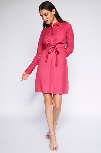Pink Solid Straight Dress, Pink, image 3
