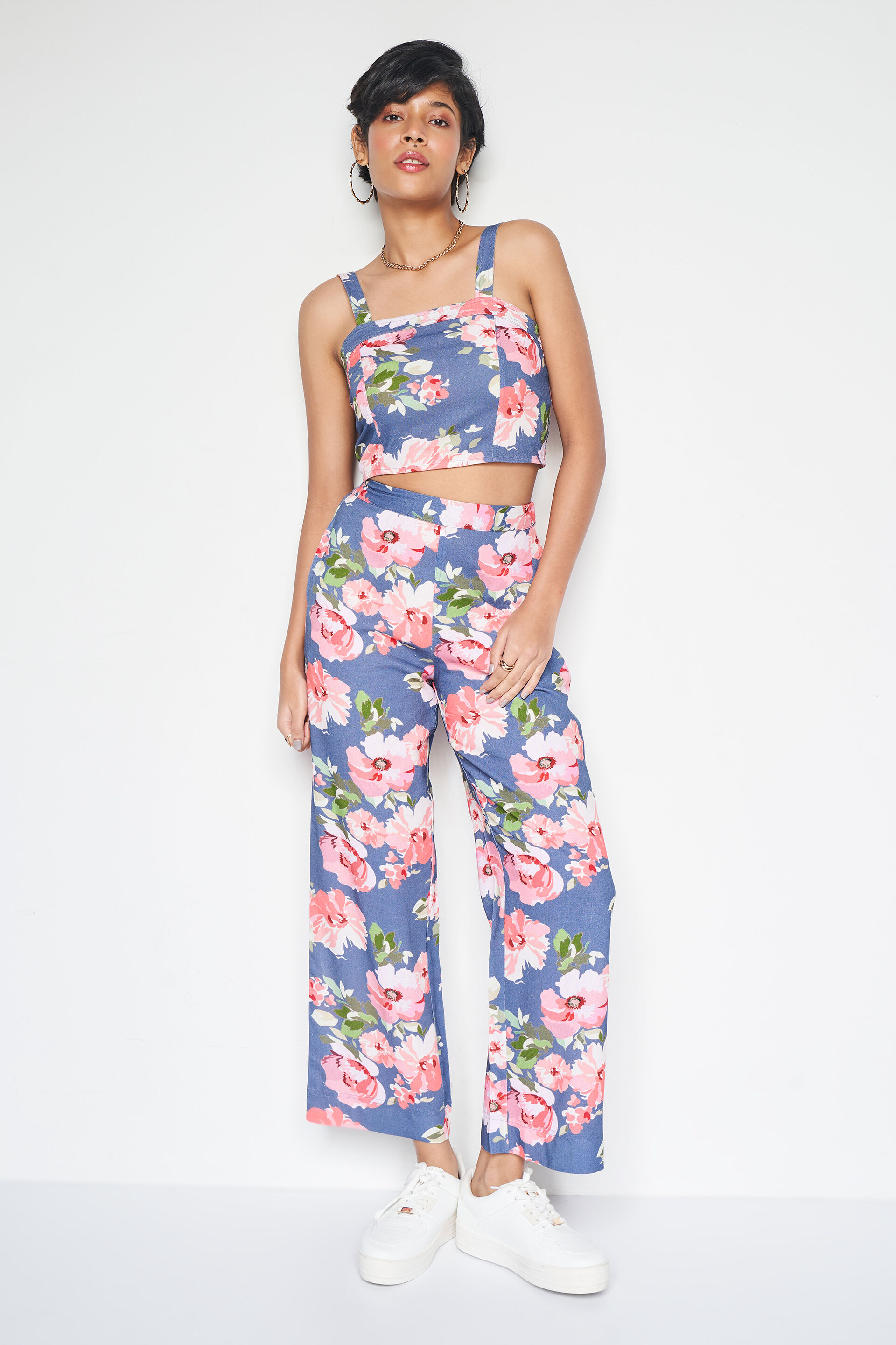 Floral Flourish Co-ords Set, Indigo Blue, image 1