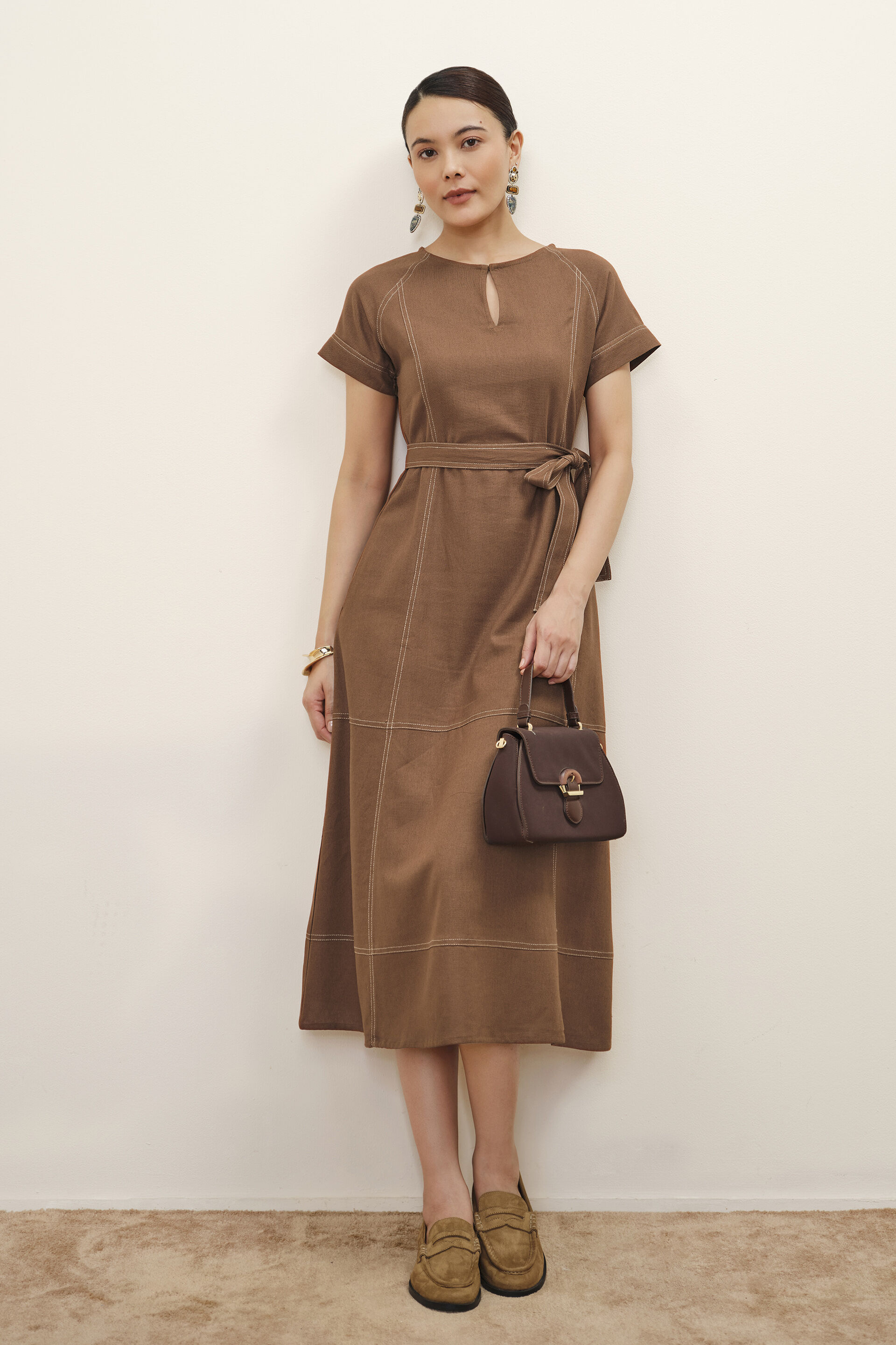 Buy The Classic Brown Dress Online for Women from AND India S26V49DRLV_BROWN