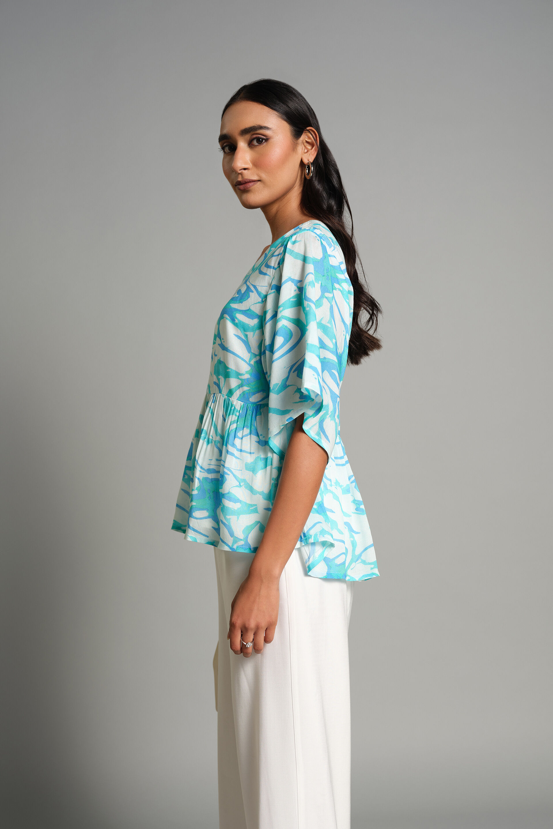 Buy Blue Wave Top Online for Women from AND India S25R109TP106_BLU_PRT