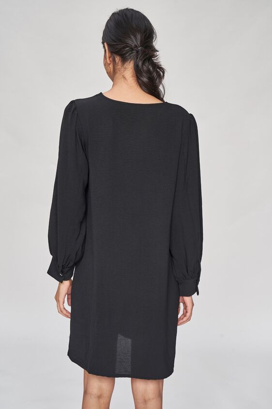 5 - Black Solid Shift Dress, image 5
